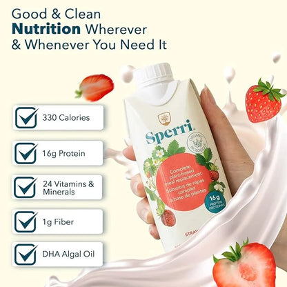 Sperri Plant-Based Meal Replacement Shake – Organic Protein Drink Made with Hemp & Pea Protein – Vegan Gluten-Free Dairy-F...