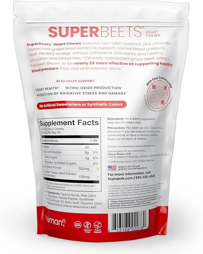 humanN SuperBeets Heart Chews 60 Count