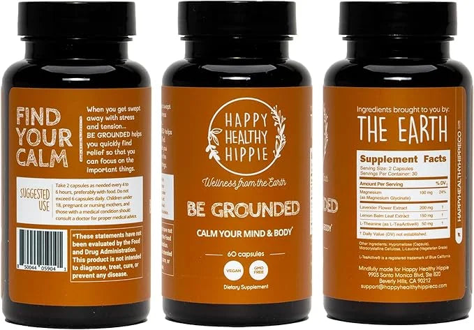 Happy Healthy Hippie Be Grounded Stress Relief Supplement – Lavender Pills | Promotes Calmness & Relaxation | Quick Acting...
