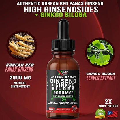 Korean Red Panax Ginseng 2000mg + 2 fl
