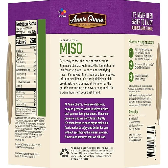 Annie Chun's Soup Bowl, Japanese Style Miso, Non GMO, Vegan, 5.9 Oz (Pack of 6) - Product Image