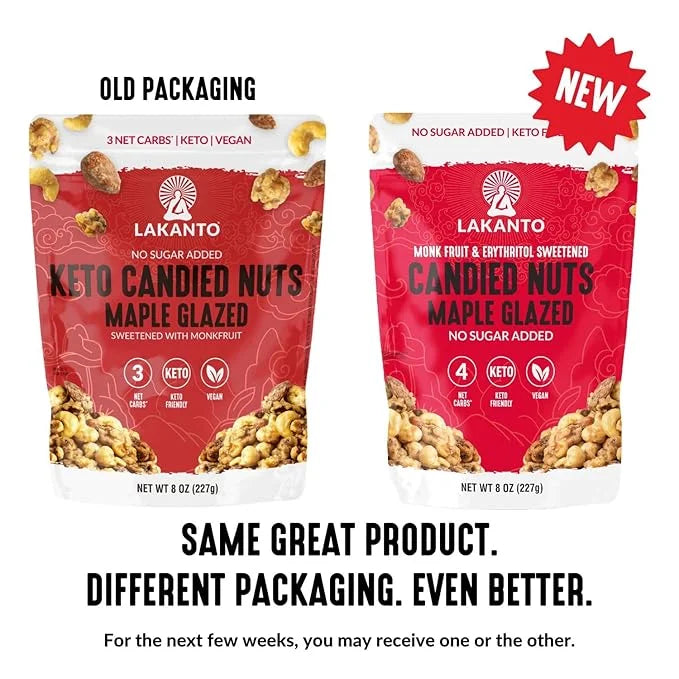 Lakanto Candied Nuts Maple Glazed - No Sugar Added, Sweetened with Monk Fruit, 3 Net Carbs, Keto Diet Friendly, Vegan, On ...