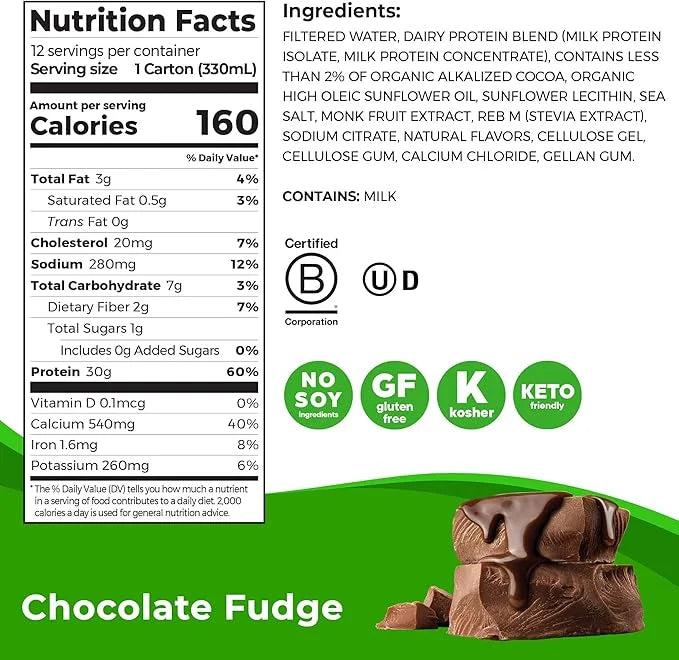 Orgain 30g High Protein Shake, Dairy Isolate Milk Protein, Chocolate Fudge, 6g BCAAs, 1g Sugar Per Serving, Meal Replaceme...