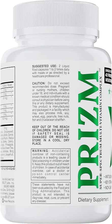 PRIZM Multivitamin for Men and Women 29 Vitamins 42 Fruits B6 B12-60 B12-60 Liquid