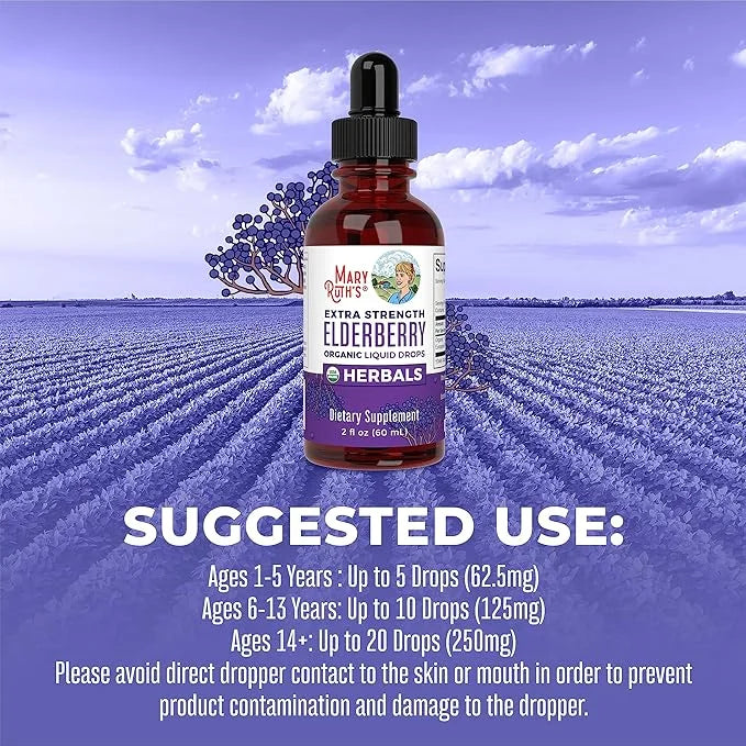 MaryRuth Organics Elderberry Syrup Extra Strength, USDA Organic Elderberry, Sugar Free Adults & Kids Immune Support Supple...
