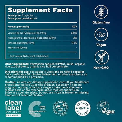 Puori Organic Magnesium Zinc Supplement 300mg - 240 Vegan M3 Complex B6