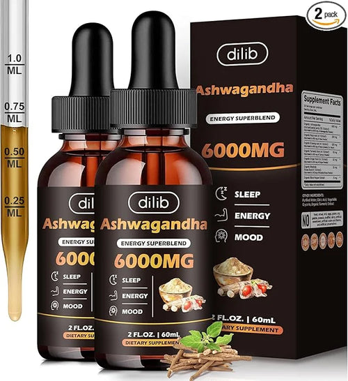 Organic Liquid Ashwagandha Drops for Women 7in1 Ashwagandha -4 Oz 2 Pack