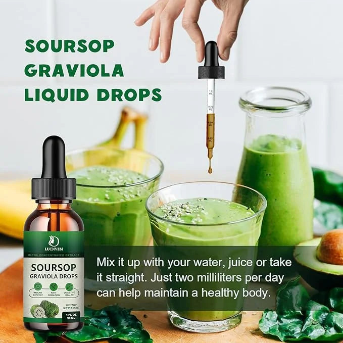 (2 Pack) Organic Soursop Graviola Liquid Drops, Soursop Extract Organic Pure for Natural Antioxidant, Cell Support & Regen...
