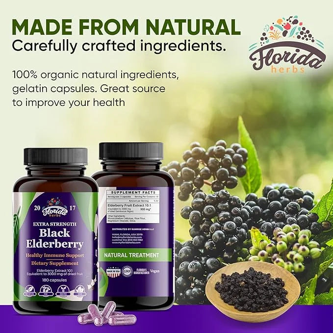 Black Elderberry Capsules 180 Count