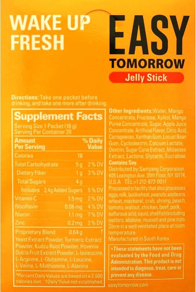 Easy Tomorrow Jelly Stick for Better Morning Rescue from Night Out, Party & Increasing Energy for Extra Endurance While Wo...
