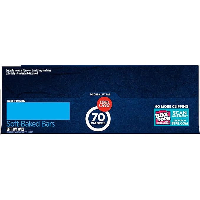 Fiber One 70 Calorie Soft-Baked Bars, Birthday Cake, Snack Bars, 12 ct (Pack of 2) - Product Image