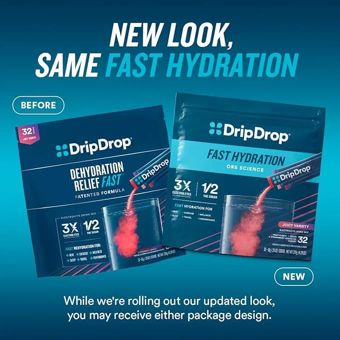 DripDrop Hydration - Berry - Electrolyte Drink Mix Single Serve Powder Packets | Non-GMO, Gluten Free, Vegan | 32 Sticks -...