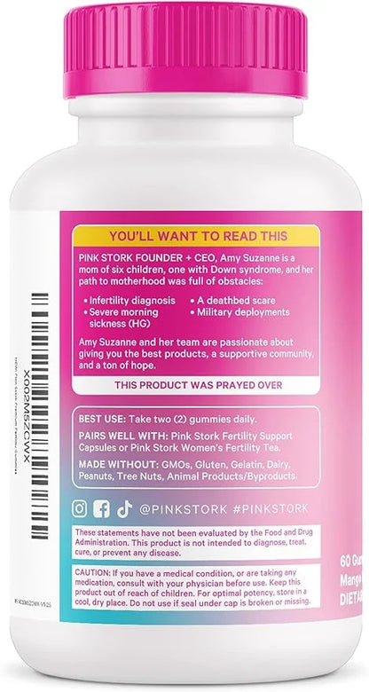 Pink Stork Premium Fertility Gummies for Women - Prenatal Conception Supplements for Her with Inositol, CoQ10, Folate and ...