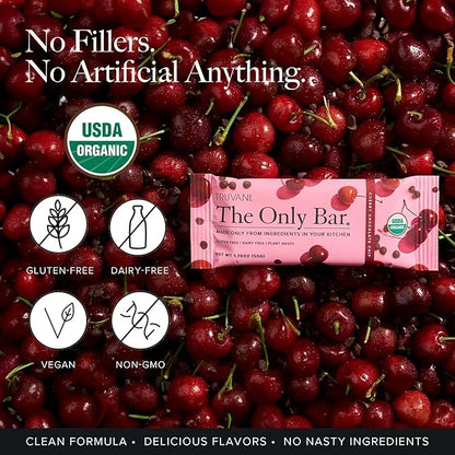 Truvani Plant Based Snack Bars | Cherry Chocolate Chip 1 Pack | 5g Protein | USDA Organic and Vegan | The Only Bar | Dairy...
