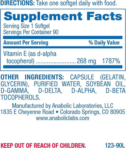 Anabolic Laboratories Natural Vitamin E 400 90 Supplements