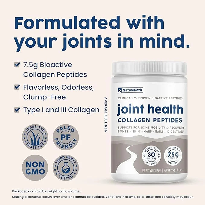 NativePath Joint Health Collagen Peptides, Type 1 & 3 Peptides, 7.9 Ounce, 30 Servings