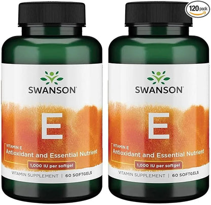 Swanson Vitamin E 1000 Iu 1000 (450 Milligrams) 60 Sgels (2 Pack)