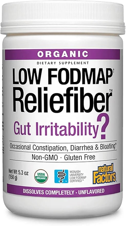 Natural Factors, Organic Low FODMAP Reliefiber, 5.3 Oz