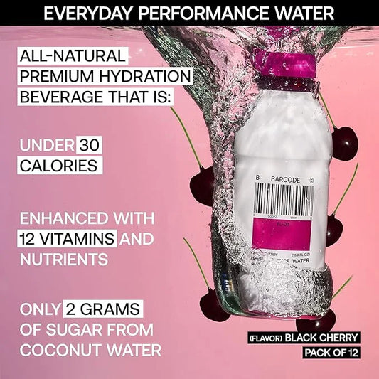 Barcode Premium Sports Hydration Drink - No Added Sugar - Adaptogen Drink with Electrolytes, Black Cherry, 12 Pack - Plant...