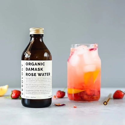 100% Organic Rose Water 8.5 fl oz - Distilled from Damask Rose - Premium Food Grade Hydrolate of Rose - Soothes, Hydrates ...