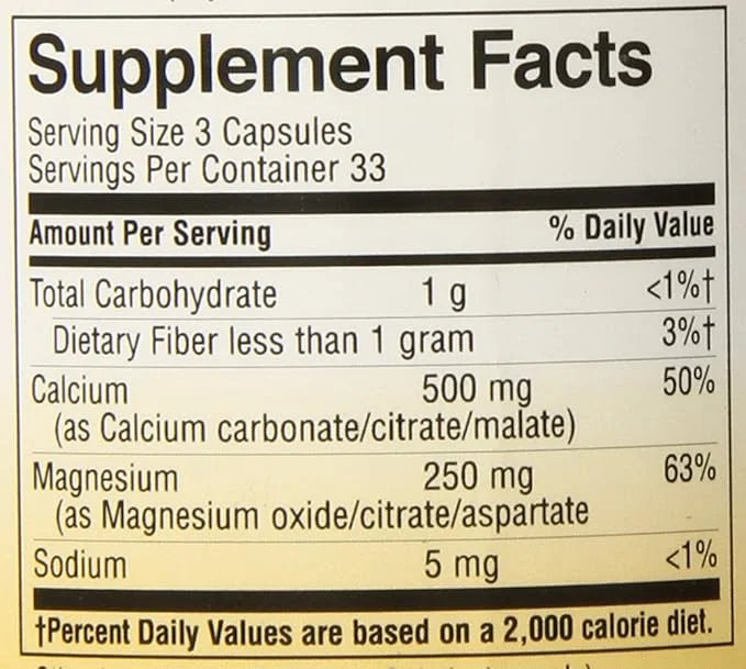 Nature's Way Calcium & Magnesium Mineral 750 mg 100 Capsules
