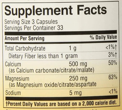 Nature's Way Calcium & Magnesium Mineral 750 mg 100 Capsules