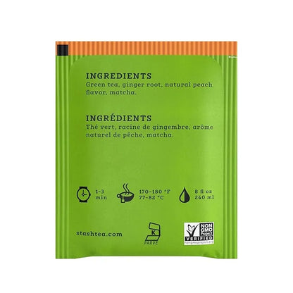 Stash Tea Ginger Peach Green Tea - Caffeinated, Non-GMO Project Verified Premium Tea with No Artificial Ingredients, 18 Co...
