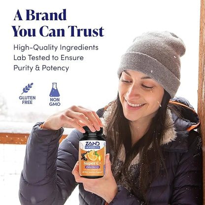 Zand Immunity Super C+ with Elderberry, 1000mg PureWay-C D-3, Enhanced 60 Tablets, 30 Servings