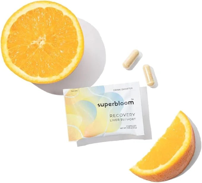 superbloom Recovery Liver Support | Liver Detox with DHM, Turmeric, Milk Thistle | 10 Sachets, 20 Capsules | Enjoy The Nig...