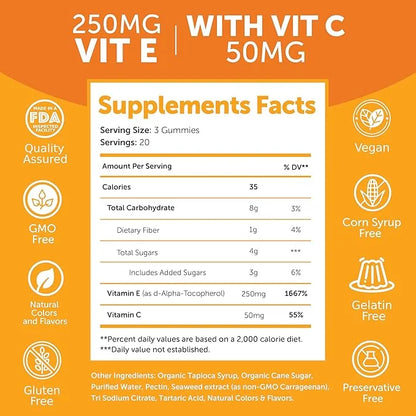 Vitamin E Gummies with Vitamin C 250mg (400IU) (400IU) Vit 24 Pack