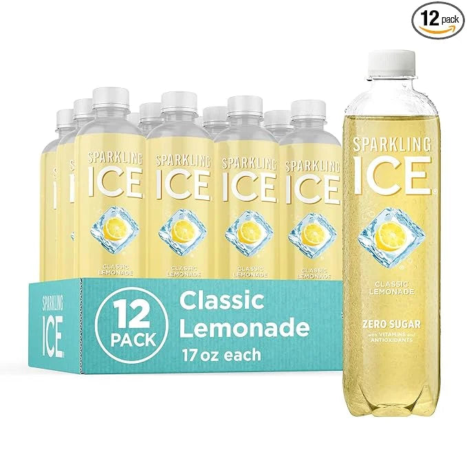 Sparkling Ice, Classic Lemonade Sparkling Water, Zero Sugar Flavored Water, with Vitamins and Antioxidants, Low Calorie Be...