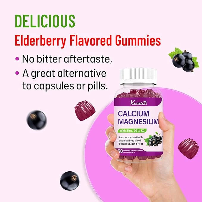 Calcium Magnesium Zinc Gummies with Vitamin D3 & K2, High 60 Gummies…