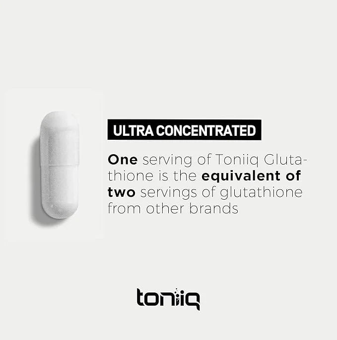 Toniiq Ultra High Strength Glutathione Capsules - 1000mg Concentrated Formula - 98%+ Highly Purified and Bioavailable - No...