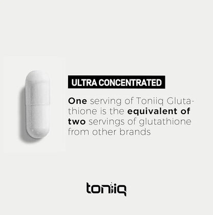 Toniiq Ultra High Strength Glutathione Capsules - 1000mg Concentrated Formula - 98%+ Highly Purified and Bioavailable - No...