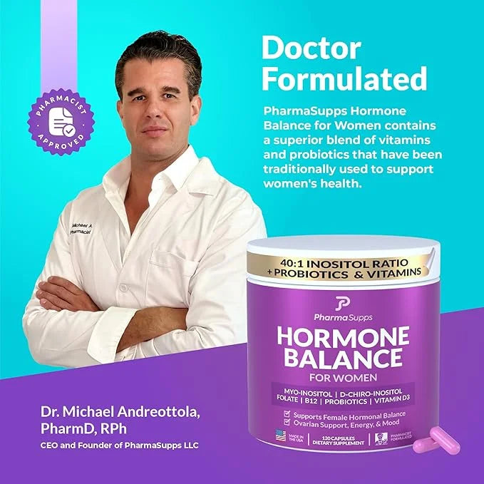 Hormone Balance for Women, Ovarian Support, Fertility, Menstrual Cycle, PCOS | Myo-Inositol & D-Chiro Inositol Supplement ...