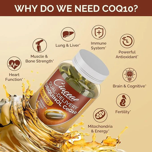 Ubiquinol CoQ10 600 MG Softgels Omega-3 & Coenzyme-Q10, Active CoQ10 Ubiquinol 480 Servings
