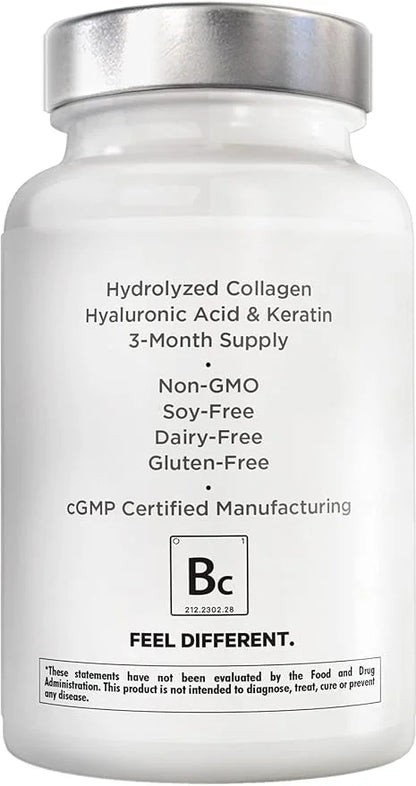Amen Biotin Collagen Vitamins+ Advanced Hair, 10,000mcg Biotin, 3-Month Supply, 90 Capsules