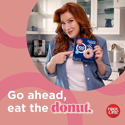 Fiber One 100 Calorie Donuts, Strawberries and Creme, 3g Sugar, 4 Count, 3.28 oz - Product Image
