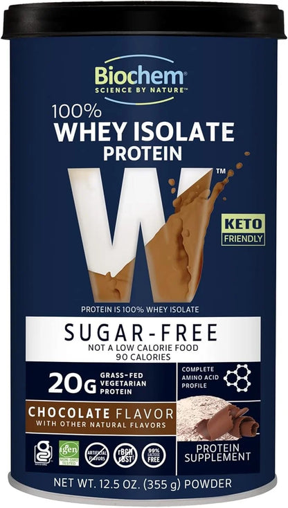 Biochem 100% Whey Sugar-Free Chocolate 20g, 12.5oz, Certified Vegetarian, Certified Gluten Free, Certified Non-GMO Tested,...
