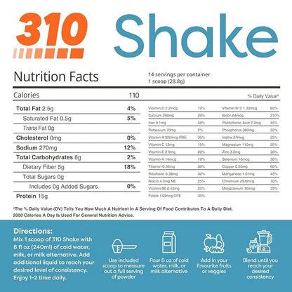 310 Nutrition - All In One Meal Replacement Shake - Superfood Blend with Fiber - Natural Sweeteners - Low Carb Shake, Keto...
