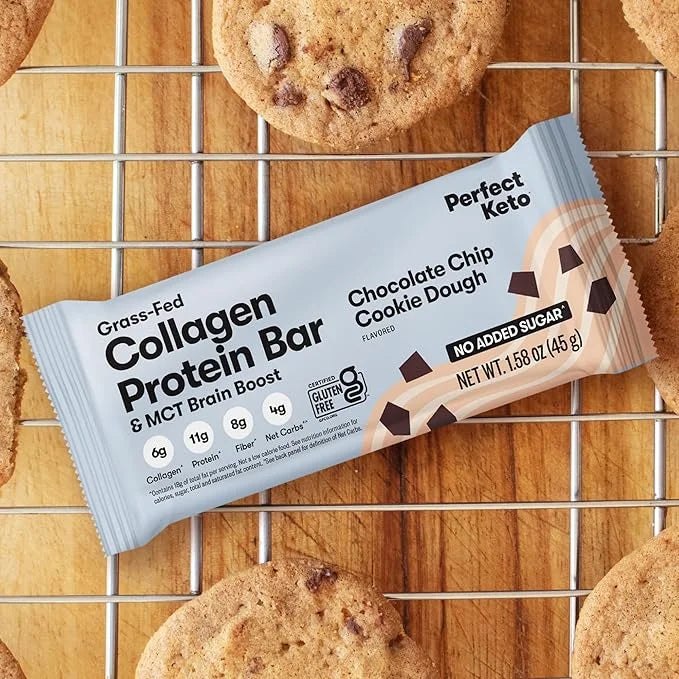 Perfect Keto Bars, Gluten Free Grass Fed Collagen + MCT Oil, Low Carb, No Sugar Added, High Protein Snacks, Keto Diet Food...