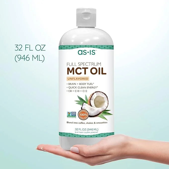 AS-IS Simply Full Spectrum MCT Oil C8, C10 & C12 | Unflavored | 100% from Non-GMO Coconuts | Perfect for Morning Coffee | ...