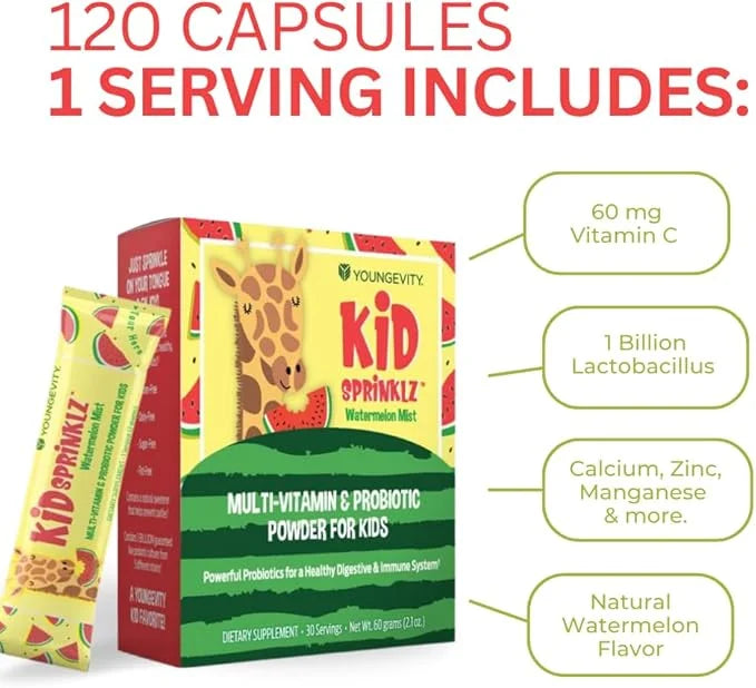 Youngevity Kidsprinklz Watermelon Mist Multi-vitamin Powder 30 Servings