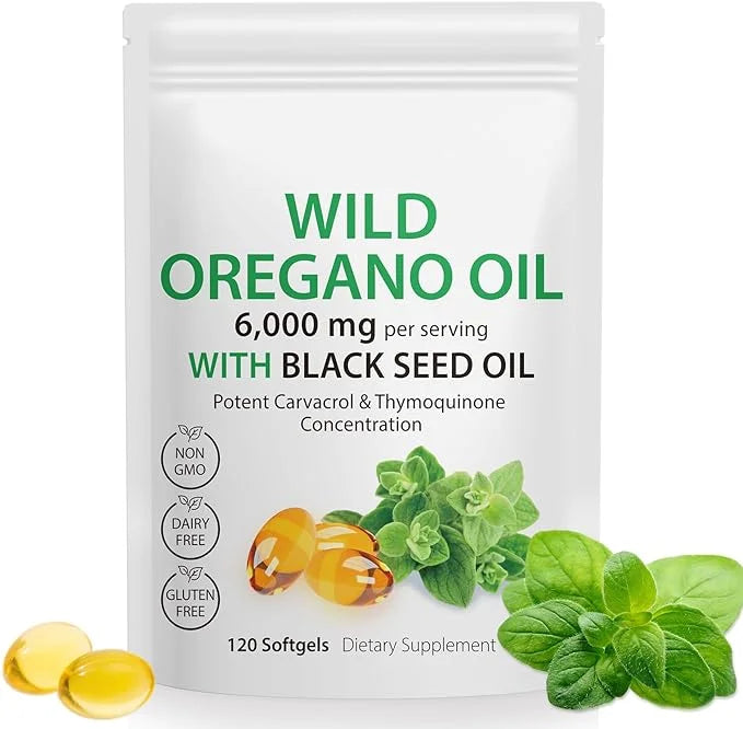 Oil of Oregano Softgels,Wild Oregano Oil 6,000mg with 200mg Capsules, 120 Count,