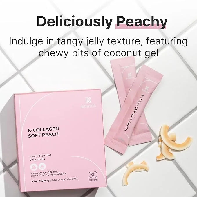 K-Nutra K-Collagen Soft Peach | 15.9oz (30 Sticks) | Marine Collagen with Vitamin C | Supports Skin, Hair & Nail Health | ...
