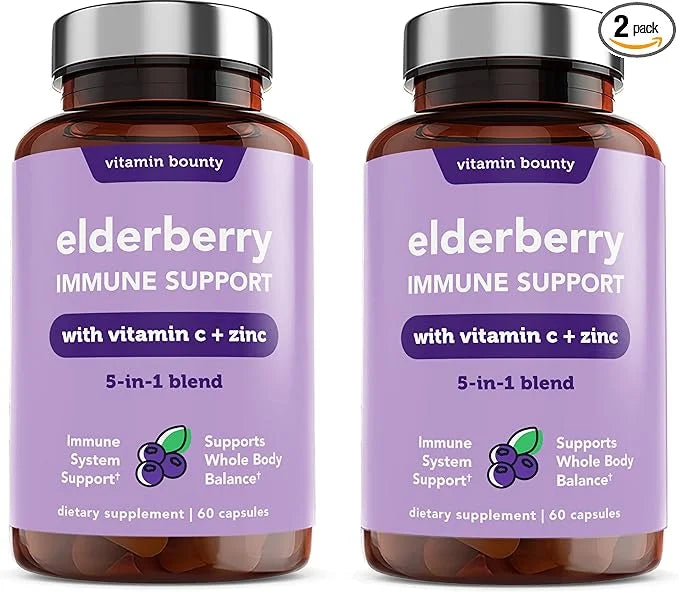 Vitamin Bounty Elderberry Immune Support 5-in-1 Blend, 60 Capsules, 2 Pack