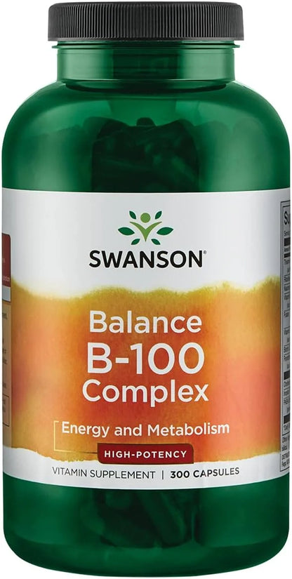 Swanson B-100 B-Complex Vitamins Energy Cardio 300 Capsules