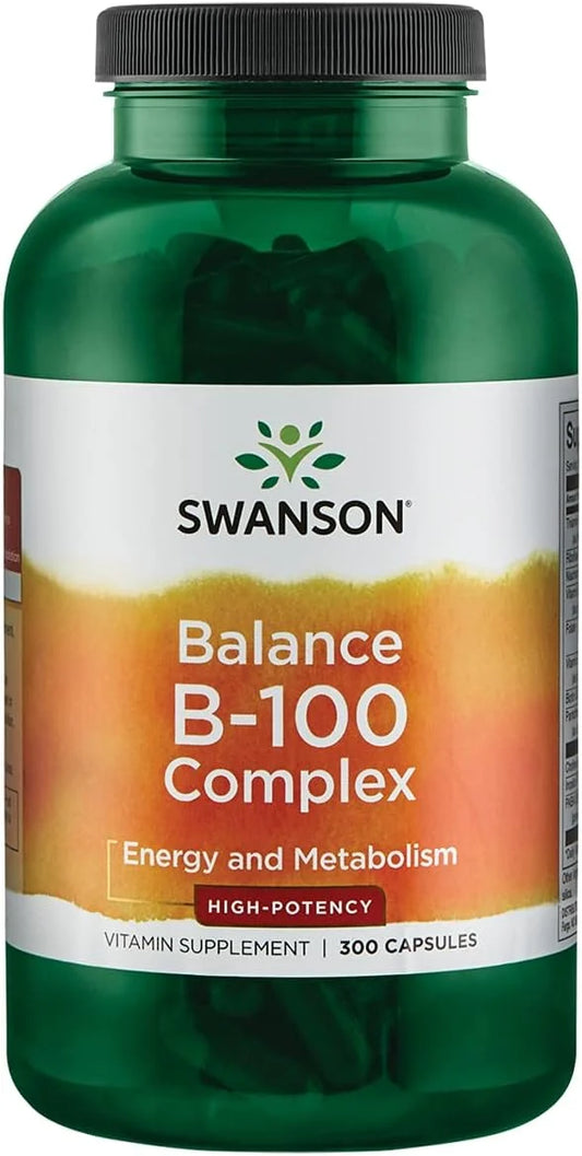 Swanson B-100 B-Complex Vitamins Energy Cardio 300 Capsules
