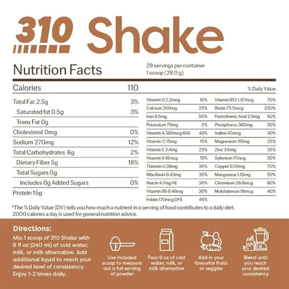 310 Nutrition All-In-One Meal Replacement Shake - Fiber-Rich Vegan Superfood Blend with Natural Sweeteners - Low Carb, Ket...