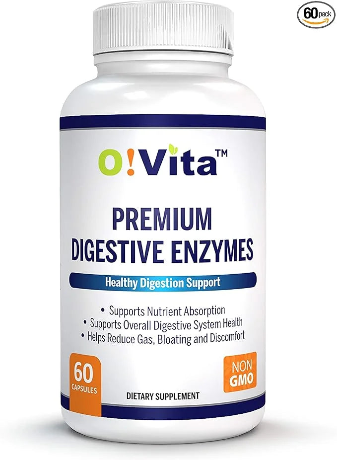 Premium Digestive Enzymes with plant-based enzymes, (60 Non-GMO